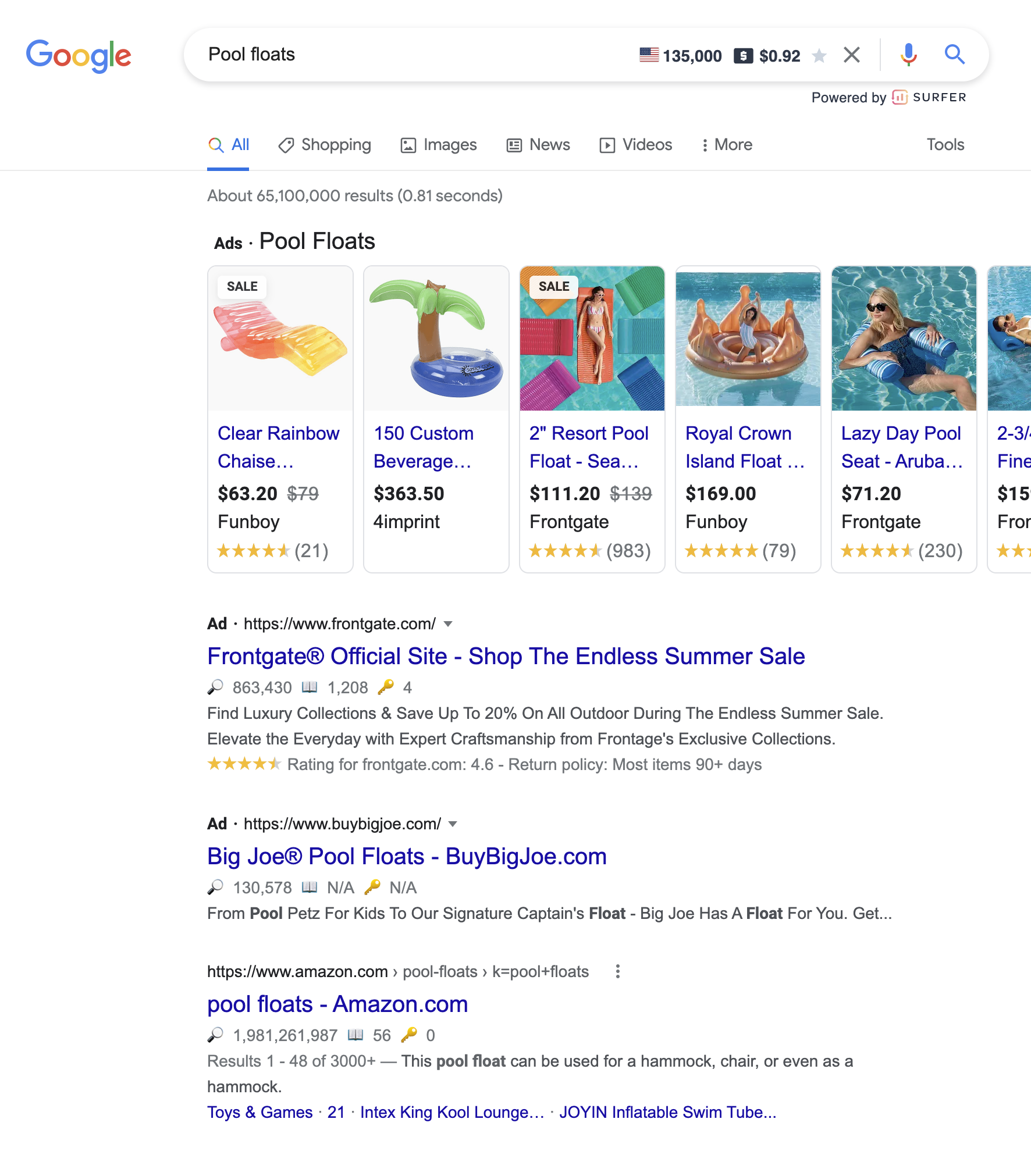 PPC Google Ad results page
